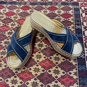 Prada Navy Blue Espadrilles Sandles